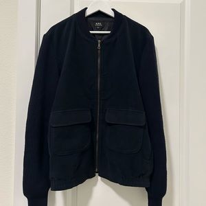 APC Navy Moleskin Wool Jacket Bomber acne margiela dries